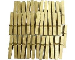 Mini Knijpers - Houten Clips - Decoreren en Markeren - Gouden Afwerking - 3 cm - Goud