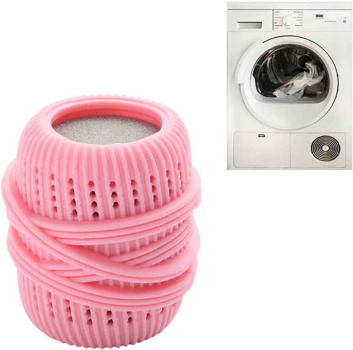 Herbruikbare wasmiddelcapsules, dispensers voor wasverzachter, schoonmaaksponzen voor de was, huishoudelijke alternatieven (roze). — afbeelding 1