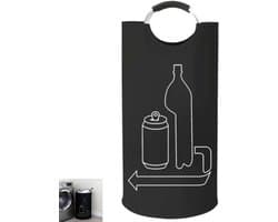 Verzamelbak voor lege flessen - Opbergzakken van Oxford-stof - Wasmand - 115L verzamelbak voor statiegeldflessen - voor voorraadkast, garage, thuiskantoor, camping, picknick, kofferbak - 83.5×43.5cm - zwart
