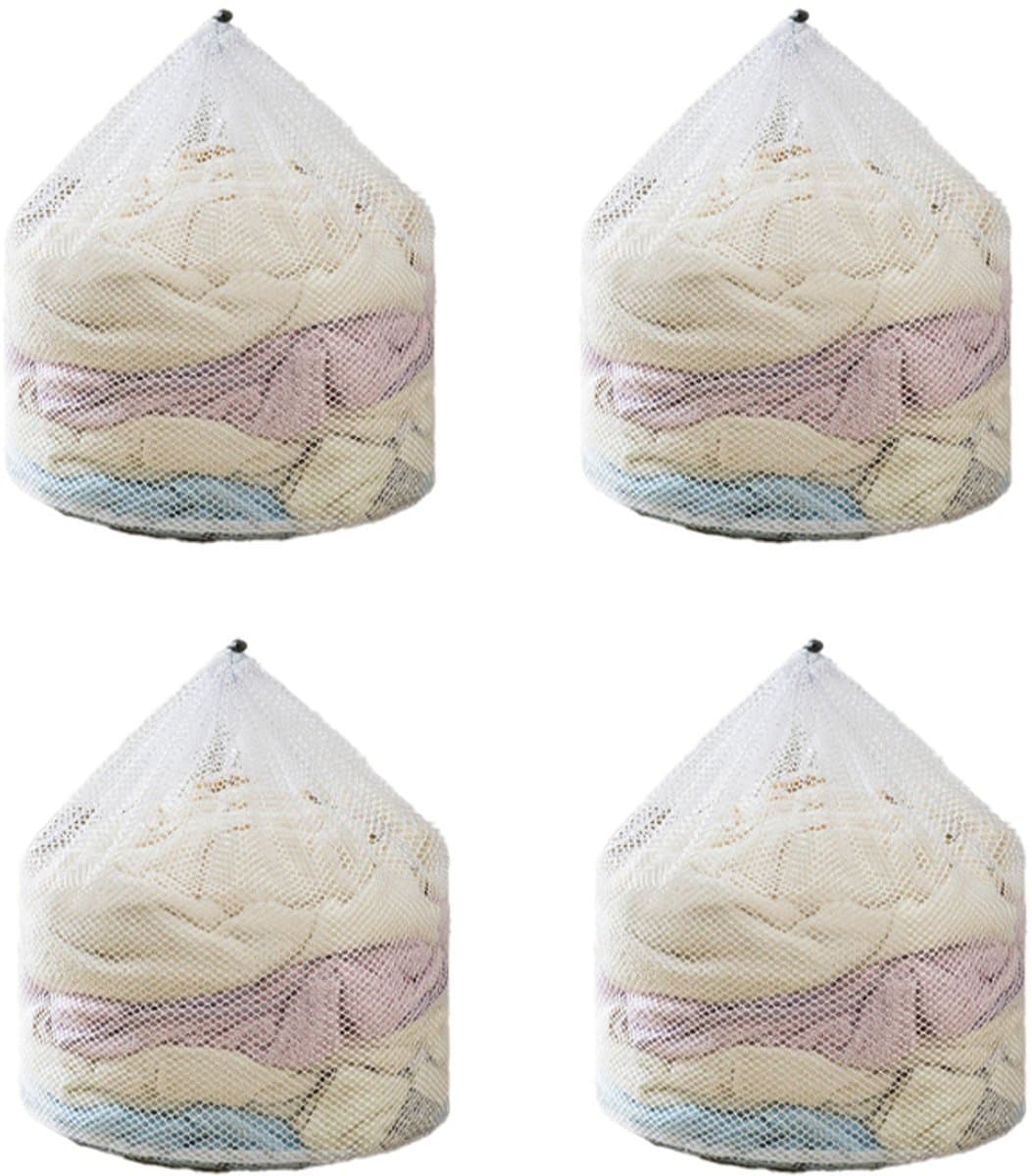 4-stuks Waszak van mesh voor de wasmachine - Waszak voor truien - Waszak met grote capaciteit - Waszak van mesh met trekkoord - 30x40 cm - Verdikt - Vormvast - Geschikt voor wasmachines, thuis, studentenkamers, hotels en op reis - Wit — afbeelding 1