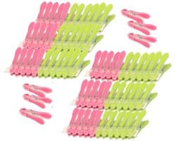 PlasticForte Wasknijpers - 72x - groen/roze - kunststof /metaal - 8 cm - was ophangen