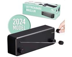 BrightLife Waslijn Uittrekbaar - Uittrekbare Wasdraad - Staalgevlochten - 2x 4,2 meter - Binnen en Buiten – Robuust RVS – Automatisch Straktrek Systeem - Alternatief Wasrek of Droogrek