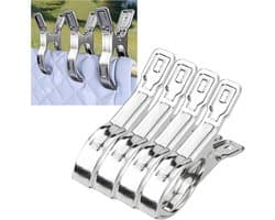 4 Stuks Metalen zwembadafdekkingsklem - Groot winddicht ontwerp - Strandlakenklem - Deken-/kledingklem - 14*2,3*9 cm - Geschikt voor het vastzetten van spullen in zwembaden, op ligstoelen, op cruiseschepen en in zonneweiden - Zilver. — afbeelding 1