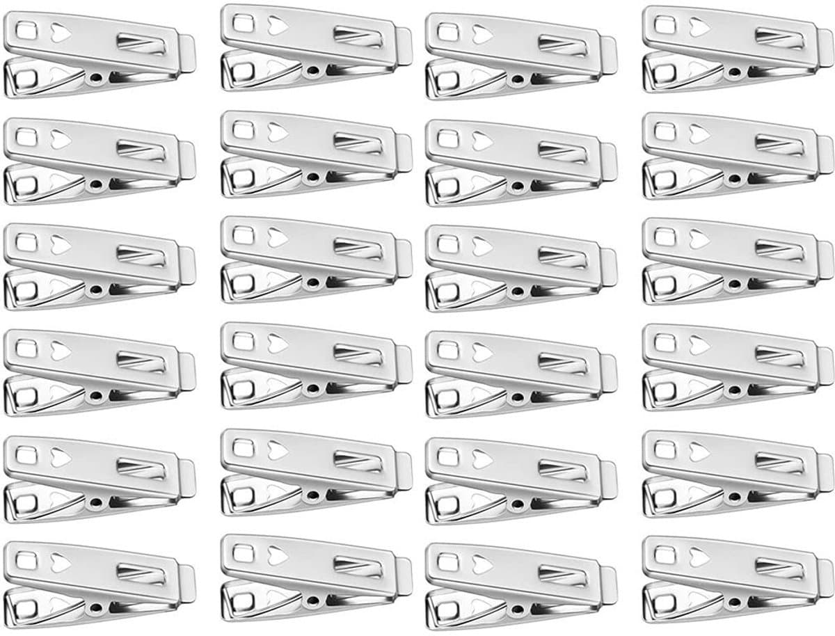 Dailygoods- Wasknijpers 60 Stuks - Roestvrij Stalen Wasknijpers - Kleine Wasknijpers - Multifunctionele Kledingclips - Voedselklemmen - Zilverkleurig — afbeelding 1