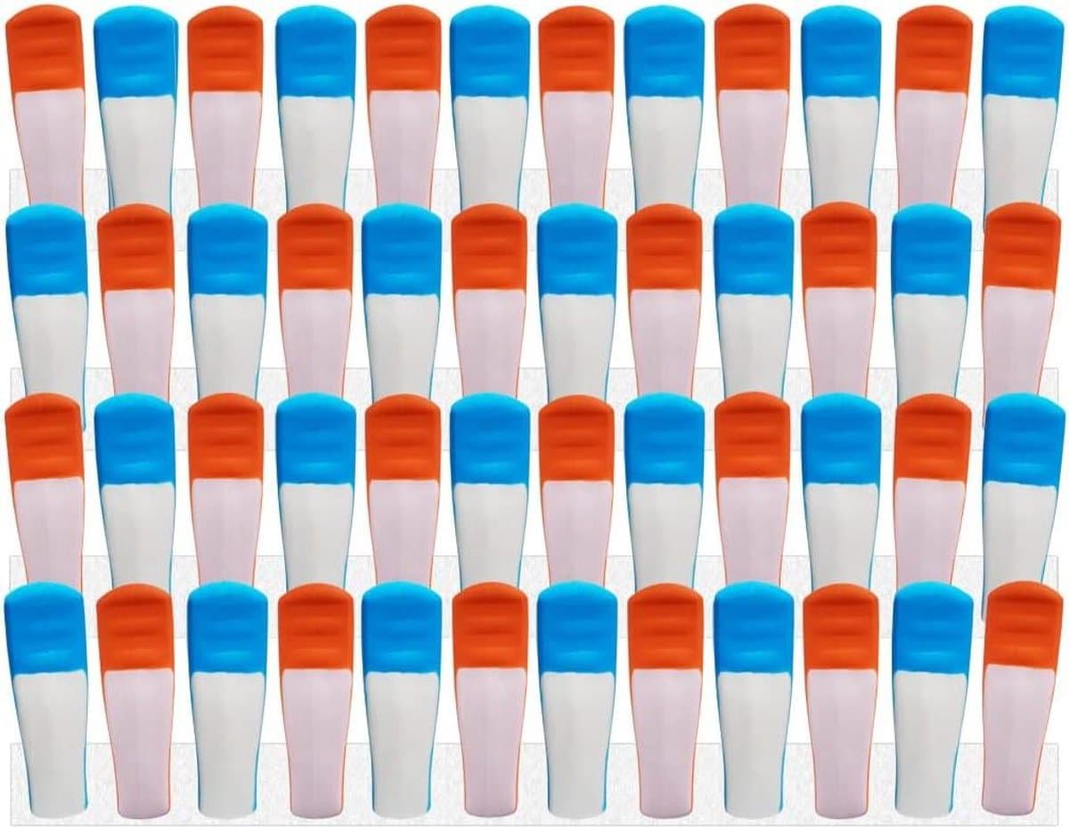 Wasknijpers - Kledingknijpers - Gevoelige Was - Softgrip - 48 stuks - Blauw Oranje — afbeelding 1