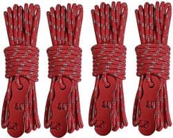 Tentscheerlijnen met spanners en touwverstellers — 4 mm x 4 m reflecterend koord — Ideaal voor kamperen, wandelen, luifels en buitenactiviteiten (Rood)
