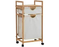 Wasmand Met Wielen - Was Sorteerder - Wassen Organiseren - 2 Secties Met Plank - 42x34x85cm - A