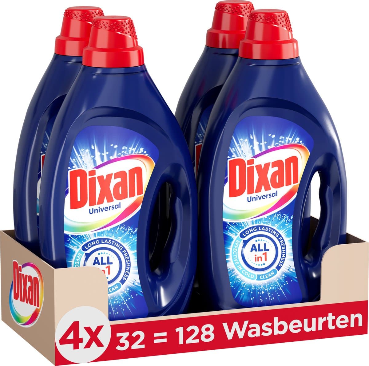 Dixan Gel Universal - Vloeibaar Wasmiddel - Voor Alle Kleuren Was - Betrouwbare Reiniging - 4 x 33 Wasbeurten - Voordeelverpakking — afbeelding 1
