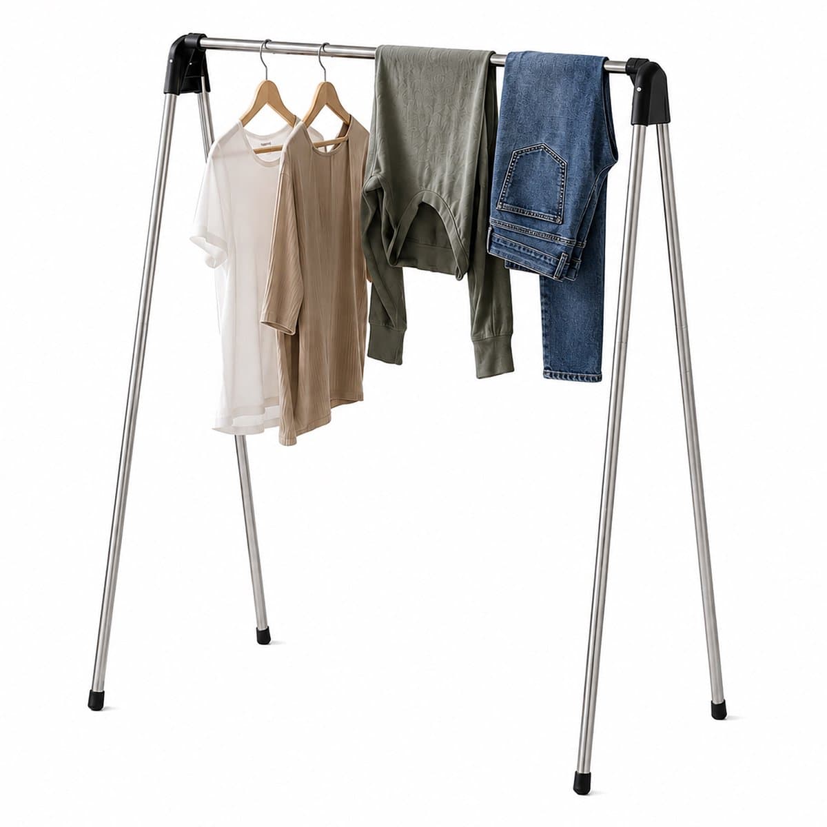 Wasrek inklapbaar - 122x123,5x49 cm - rvs - staand — afbeelding 1