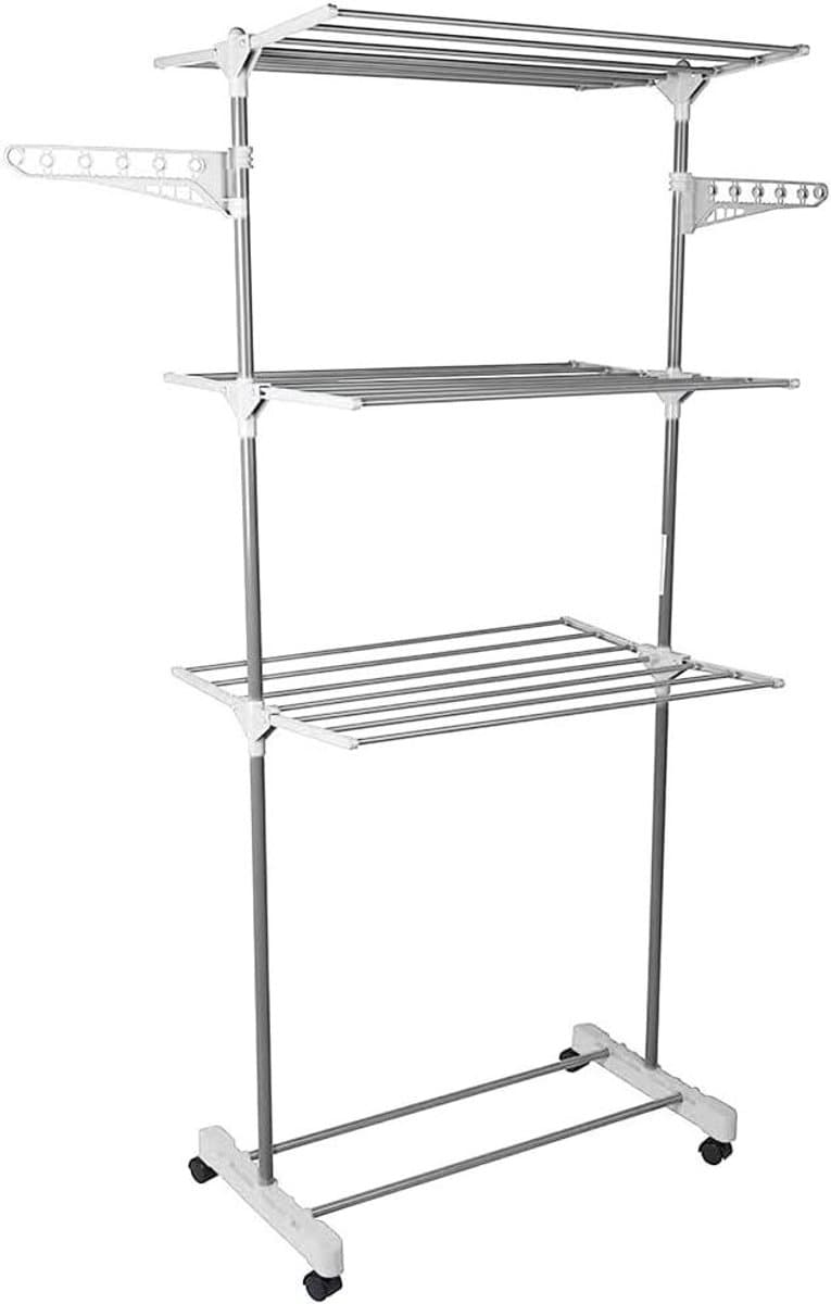 Wasrek Droogtoren - Kledingrek - Kleding Drogen - Roestvrij Staal - 75 x 44 x 158 cm - Wit — afbeelding 1