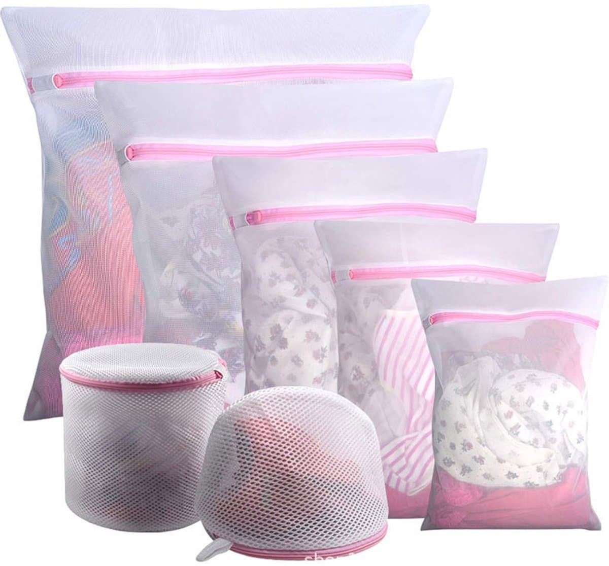 Waszakken Set 7-delig – Fijnmazig – Herbruikbaar – Beschermt Delicate Kleding – Voor Wasmachine en Reizen – Verschillende Maten – 7 Stuks – Wit — afbeelding 1