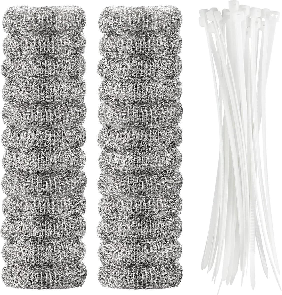 24 stuks pluizenfilters voor wasmachines, roestvrijstalen pluizenvangers, wasfilter voor wasmachineslang met 24 kabelbinders — afbeelding 1