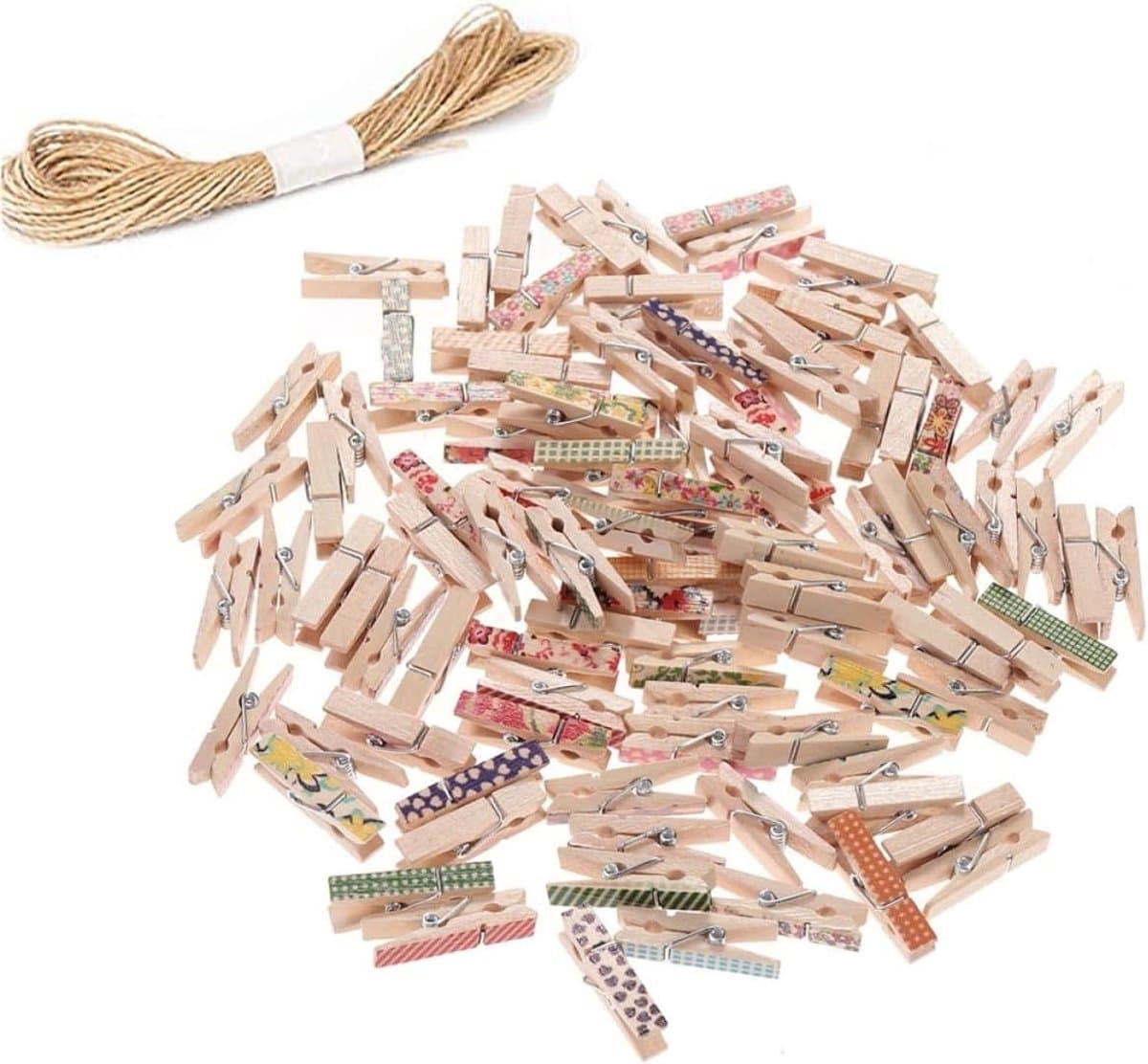 Houten Knijpers - Fotoclips Decoratieclips - Foto's Ophangen - Mini Formaat - 3.5 cm - Gekleurd — afbeelding 1