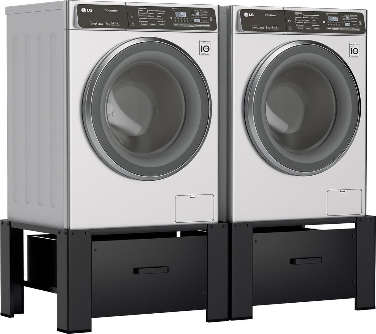 2X Wasmachine verhoger met lade Wasmachine opbouwmeubel Wasmachine kast Wasmachine sokkel Zwart — afbeelding 1