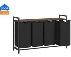 Wassorteerder - 4 vakken - 160L - Metaal - vintage Bruin en Zwart -Wasmanden - Wassorteerder 4 vaken - 116 x 33 x 72 cm — afbeelding 1