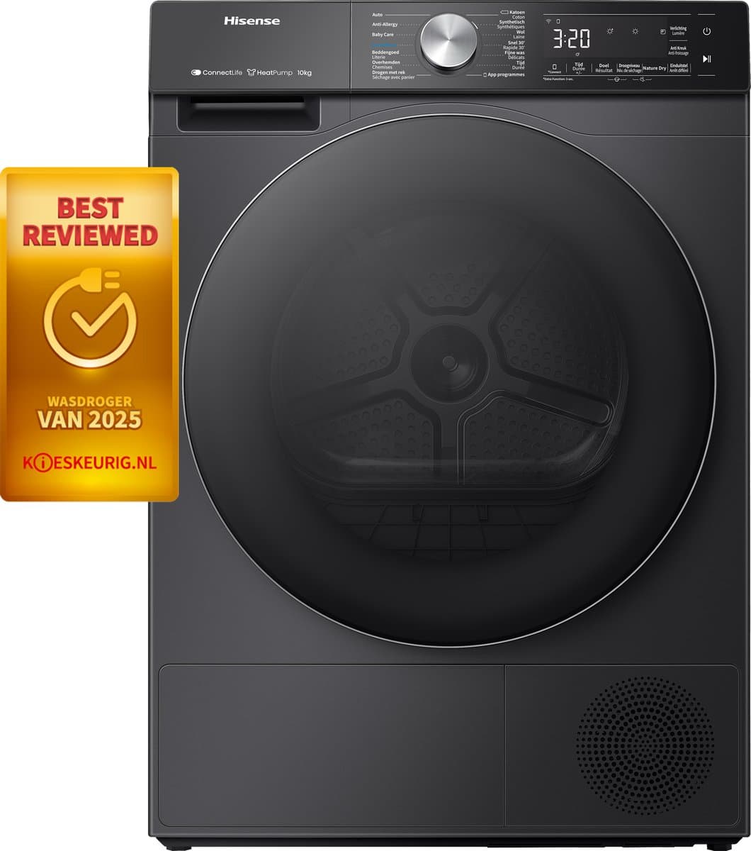 Hisense 5S Serie DH5S102BB - Wasdroger met Energielabel C - Warmtepompdroger - 10kg - ConnectLife - Basket Dry — afbeelding 1