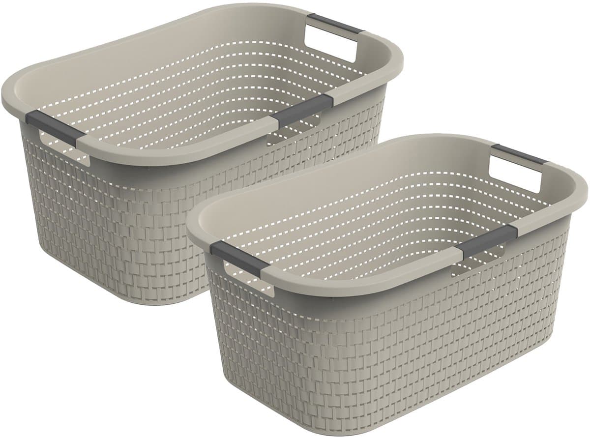 Rotho Country wasmand - set van 2 - 40 ltr - Beige — afbeelding 1