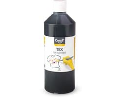Creall Tex - Textiel- & Stoffenverf - Zwart - 500ml - Machine wasbaar na fixatie - Voor T-shirts, jeans, schoenen, stoffen tassen, meubels en auto-interieurs/hemelbekleding - Gemaakt in NL - Glutenvrij