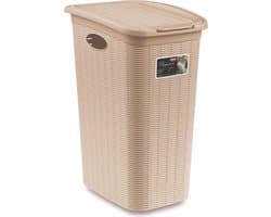 Wasmand Set - Wasverzamelaar Deksel - Kleine Ruimtes - Ventilatie Gaten - 36 Liter 3 Stuks - Beige Rotanlook