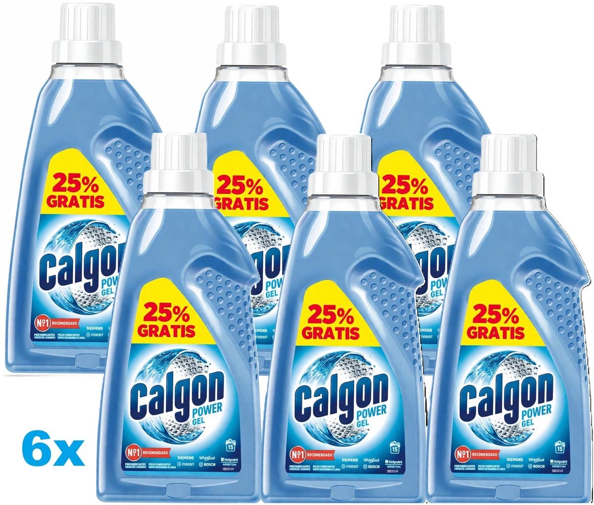 Calgon Power Gel Wasmachine Reiniger – 6 x 750 ml – Anti-Kalk & Bescherming – Voordeelverpakking — afbeelding 1