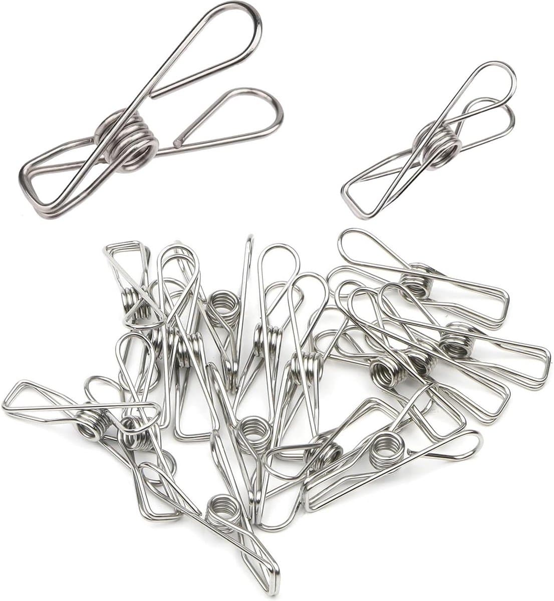 Set van 20 RVS Wasknijpers Klemmen – Sterk, Roestvrij & Duurzaam voor Kleding en Documenten — afbeelding 1