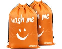 Wonair Waszak Groot - Waszakken Voor Wasgoed - 60x90cm - Oranje - 2 Stuks - Met trekkoord — afbeelding 1