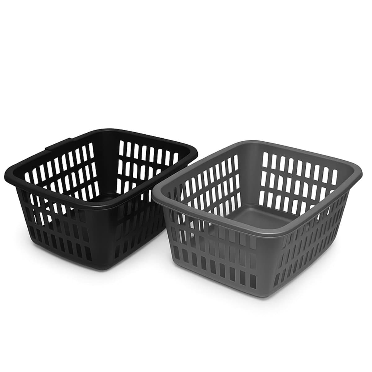 HL - Wasmand - Wasmanden - Set van 2 stuks - 35 Liter - Zwart en Grijs - Ventilerend Design - Kunststof - 52 x 37 x 21 cm — afbeelding 1