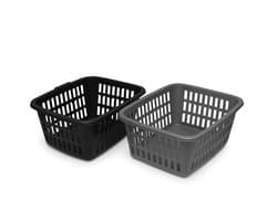 HL - Wasmand - Wasmanden - Set van 2 stuks - 35 Liter - Zwart en Grijs - Ventilerend Design - Kunststof - 52 x 37 x 21 cm
