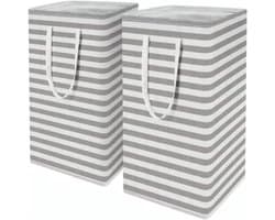 Peysaitr - Opvouwbare Wasmand - 75L Grote Capaciteit - Waterdicht Katoen-Linnen - Met Versterkte Lange Handvatten - 40x30x60cm - 2 Stuks