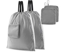 2-Stuks Reiswaszak - Reistas voor vuile was - Opvouwbare reiswaszak - Opbergtas - Draagbare kleine waszak - 51*57cm - Met trekkoordsluiting - Geschikt voor koffers, thuis, kamperen en reizen - Grijs