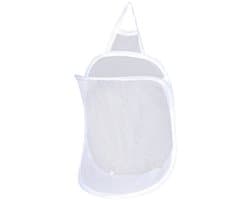 Opvouwbare wasmand voor aan de muur,Opbergmand voor hangende vuile was,Wasmanden, hangende wasmand van gaas, opvouwbare wasmand, opvouwbare wasmand voor vuile was, opbergtas voor aan de muur (wit) — afbeelding 1