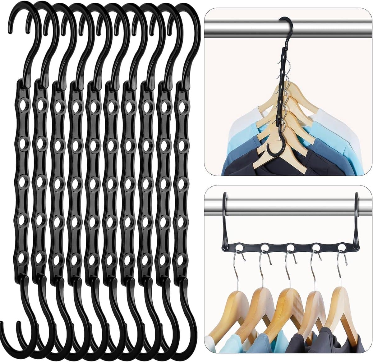 10-pack magische hangers, ruimtebesparend, sterk plastic voor het ophangen van zware kleding — afbeelding 1