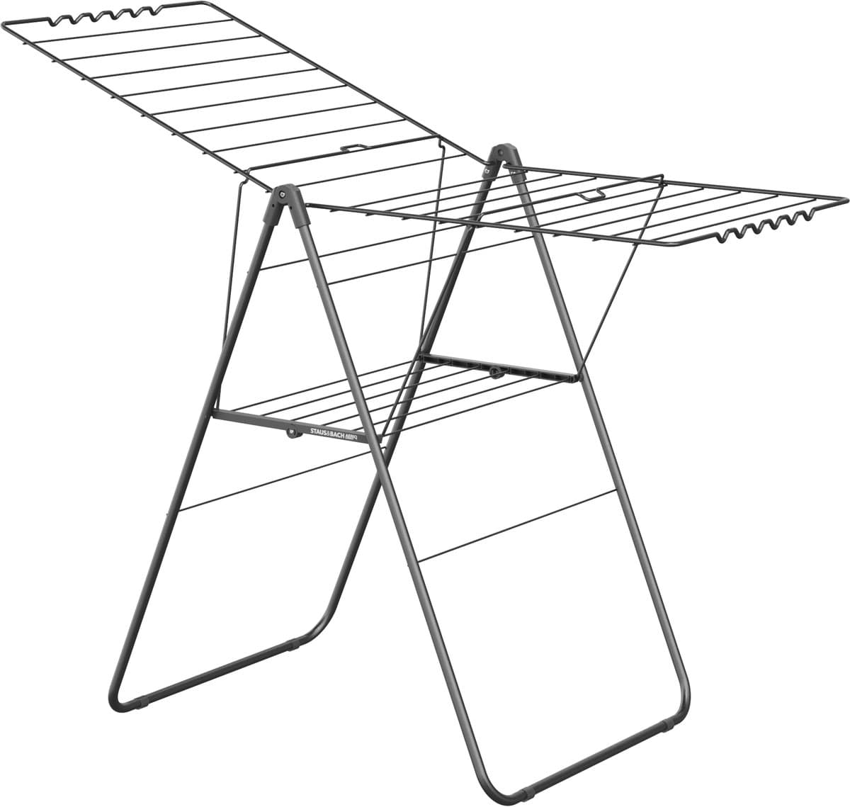 STAUS&BACH Droogrek 20m - Stevig - Inklapbaar Wasrek - Staand - Staal - Mat zwart - Aeriq Compact — afbeelding 1