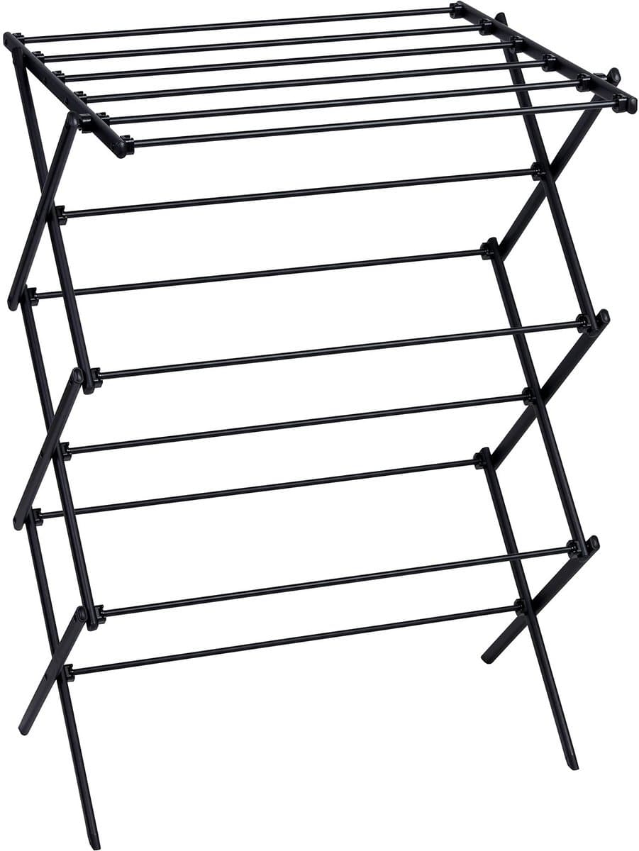 Droogrek – Opvouwbaar en inklapbaar – 10 m² droogruimte – Staal – Zwart – Ruimtebesparend wasrek voor binnen en buiten — afbeelding 1