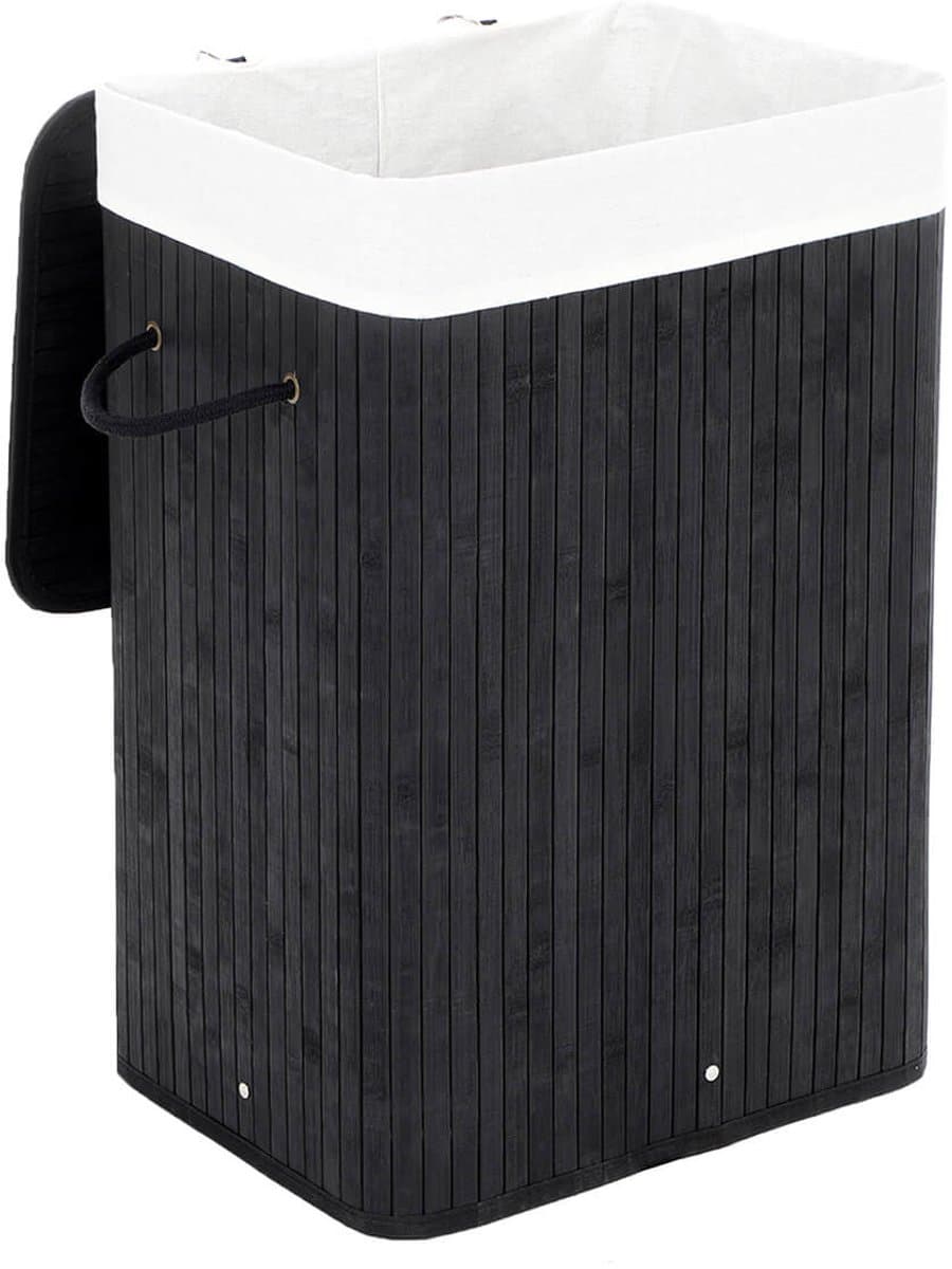 Wasmand Vuile wasmand met handgrepen deksel en uitneembare voering Opvouwbaar en ruimtebesparend Maximaal draagvermogen 20 kg Stevige en duurzame constructie 40 x 30 x 60 cm Zwart — afbeelding 1