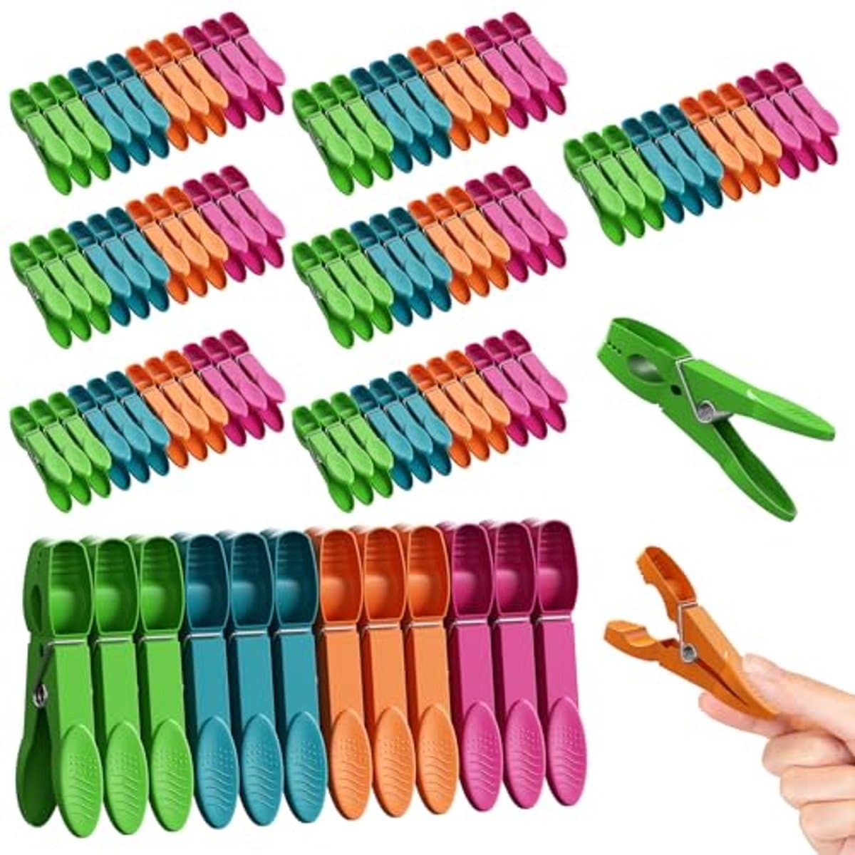 Kleurige Kledingknijpers met Mand - 96 Stuks — afbeelding 1
