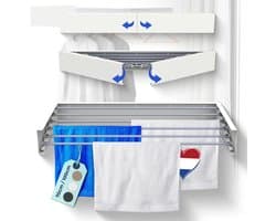White-Label® Wanddroogrek - Droogrek Inklapbaar - Wasrek - Droogtoren - Droogrekken - Wit