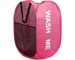 Opvouwbare Wasmand, Inklapbare Kledingmand, Pop-up Waszak voor Wasgoed, Badkamer, Slaapkamer, Balkon, Studentenhuis, Hotel, Reizen, Roze