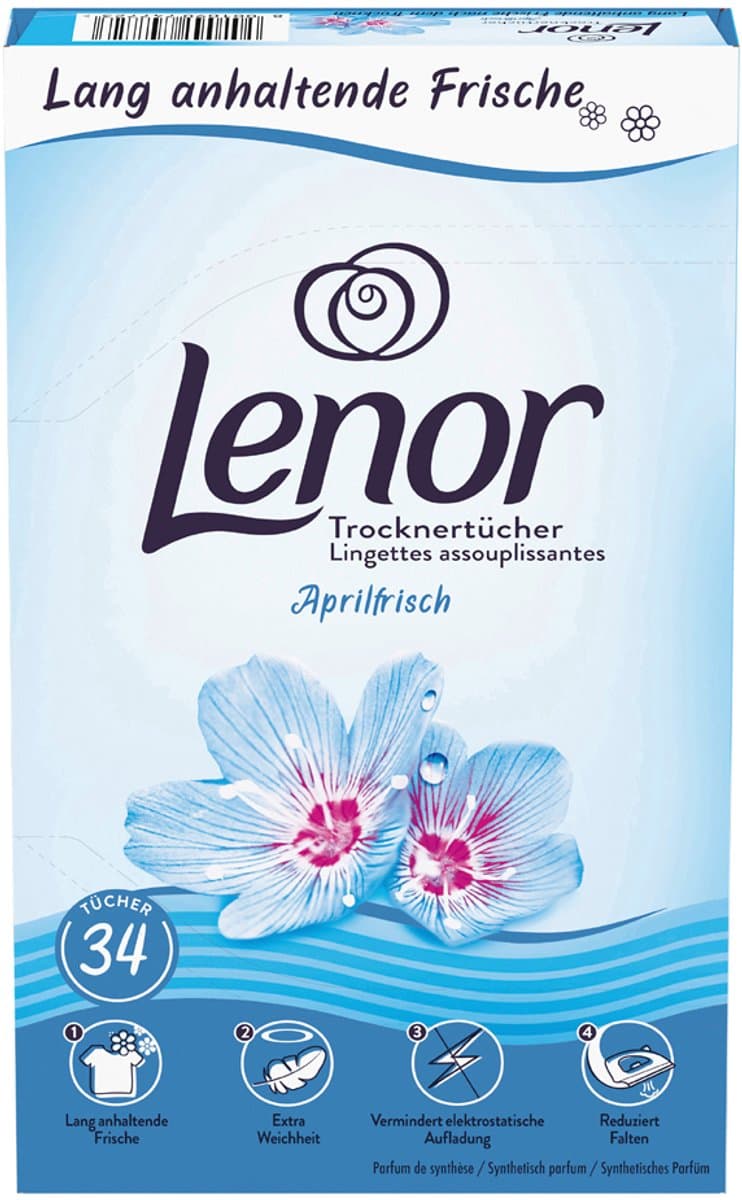 Lenor Droogtrommeldoekjes Aprilfris - 34 stuks — afbeelding 1