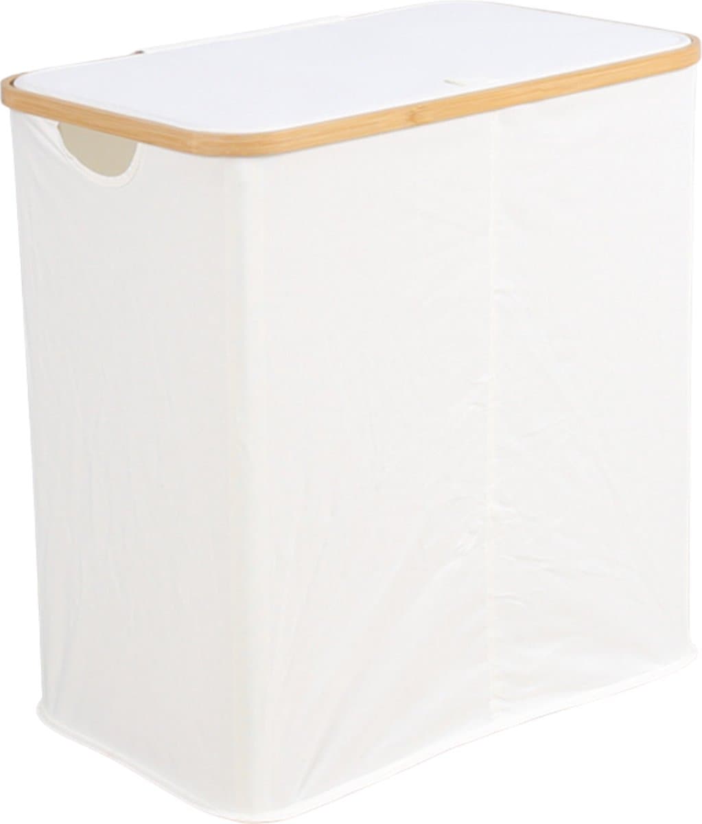Nivard Wasmand 2 Vakken - Wassorteerder - Laundry Basket - Bag - Wit - 100 Liter — afbeelding 1
