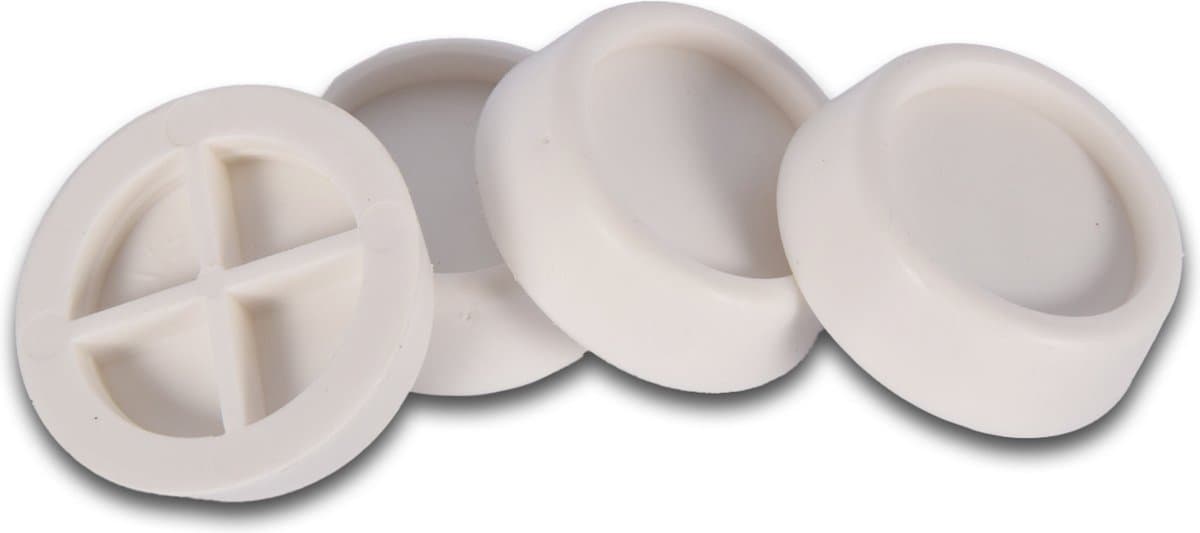 Set van 4 Antislip Wasmachine Dempers - Wit TPR Plastic - Trillingsreducerend en Vloerbeschermend - 6.5cm x 6.5cm x 2cm — afbeelding 1