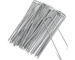 Grondankers 100 Stuks - 15x2.5cm - Roestwerend grondanker gegalvaniseerd staal - Ø2.8mm - Onkruidvlies - voor het bevestigen van worteldoek, tuinvlies, schutting, kunstgras, folies - stabiel U-vormig — afbeelding 1