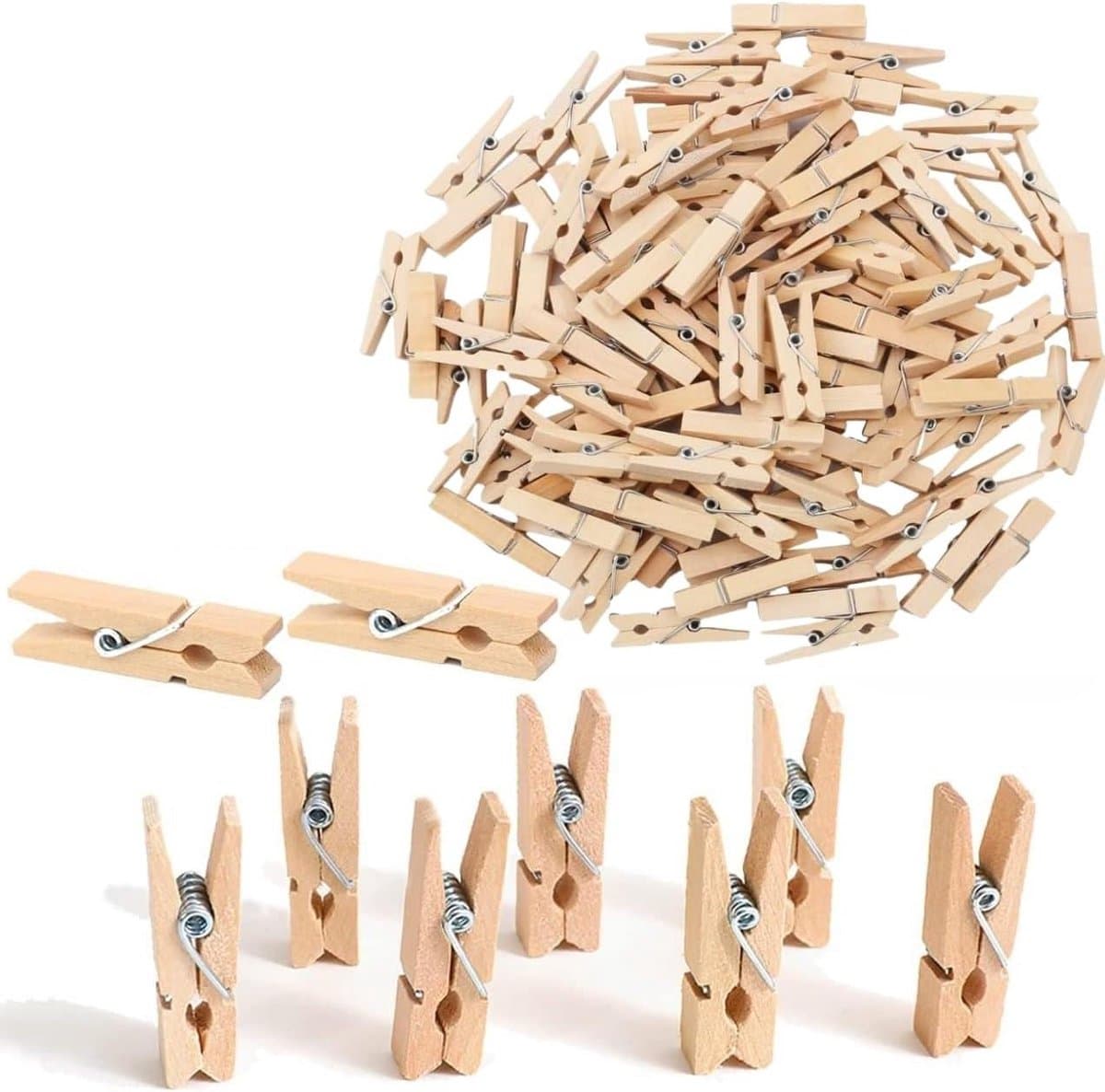 ByShane - Houten Mini Kledingknijpers 100 Stuks Decoratieve Houten Knijpers voor Foto's, Wasknijpers, DIY Projecten — afbeelding 1