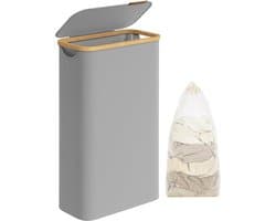 MAZAZU - Wasmand - Met Deksel - 60 Liter - Grijs - 42x22.5x70.5