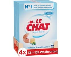 Le Chat Marseille & Aloe Vera Waspoeder – Wasmiddel Poeder – Marseille Zeep & Aloe Vera – Krachtige Reiniging – Dermatologisch Getest – Voordeelverpakking – 4 x 2,28 kg – 152 Wasbeurten