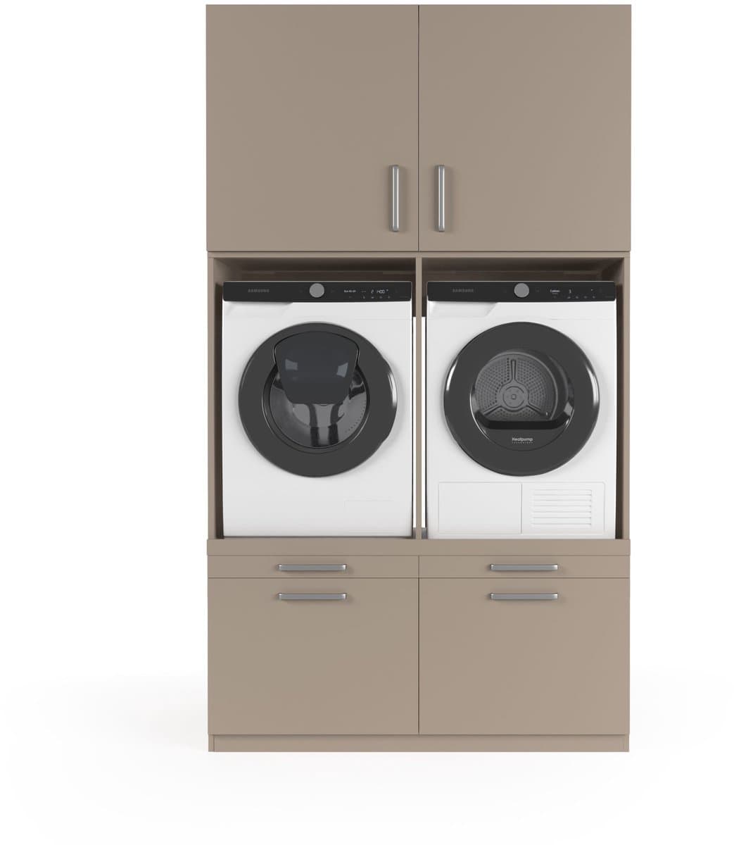 Wasophoogte® Wasmachine Kast Venice - Wasmachine verhoger - Wasmachine ombouw - 700(D)*1330(B)*2350(H) mm - Taupe — afbeelding 1