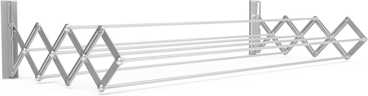 Famanu - Wasdroger (wanddroger uittrekbaar, droger voor binnen en buiten, draagkracht 20 kg, drooglengte 5,2 m, met stalen staven met kunststof coating) — afbeelding 1
