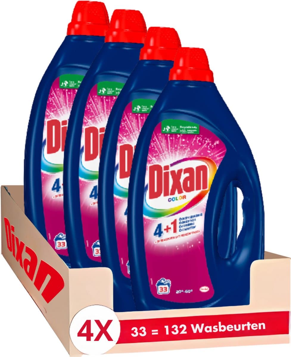 Dixan - Gel Color - Vloeibaar Wasmiddel - Gekleurde Was - Respect Voor Kleuren - Krachtige Reinheid - Voordeelverpakking - 33WLx4 — afbeelding 1