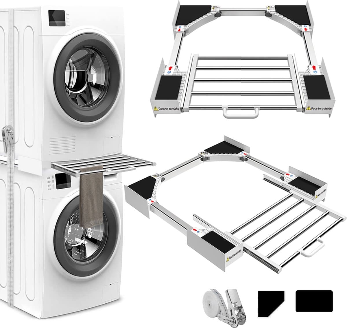 Impaqt wasmachine droger stapelkit met lade droogrek — afbeelding 1