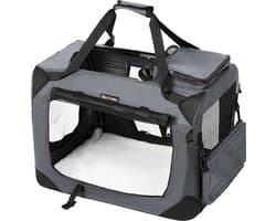 Feandrea - transportbox - reisbench - 60x42x42 cm - voor honden - opvouwbaar - oxford stof - grijs